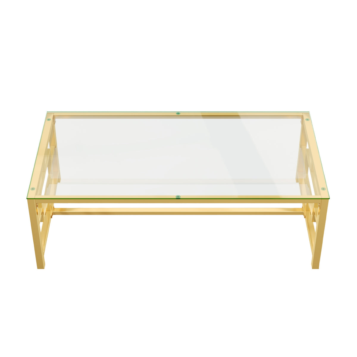Modern Gold Geometric Tempered Glass Coffee Table | OROA