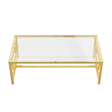 Modern Gold Geometric Tempered Glass Coffee Table | OROA