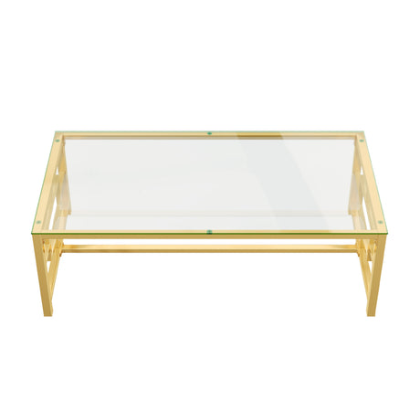 Modern Gold Geometric Tempered Glass Coffee Table | OROA