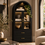 Black Modern Bookcase with Storage Cabinet | OROA
