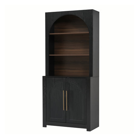 Black Modern Bookcase with Storage Cabinet | OROA