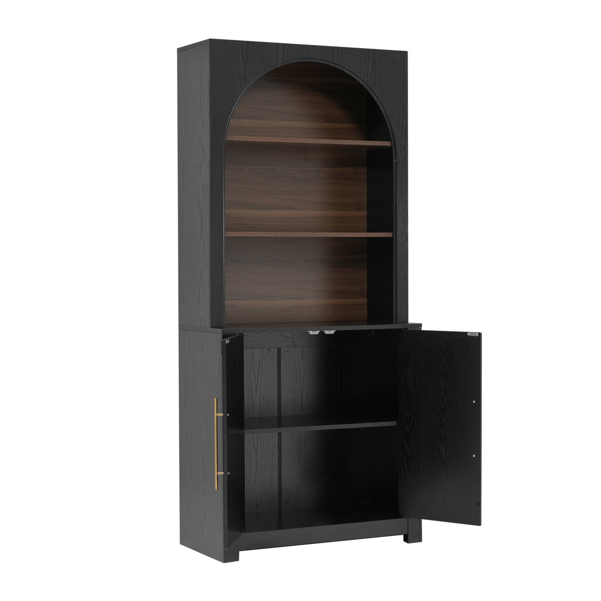 Black Modern Bookcase with Storage Cabinet | OROA