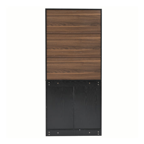 Black Modern Bookcase with Storage Cabinet | OROA
