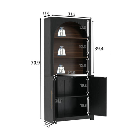 Black Modern Bookcase with Storage Cabinet | OROA
