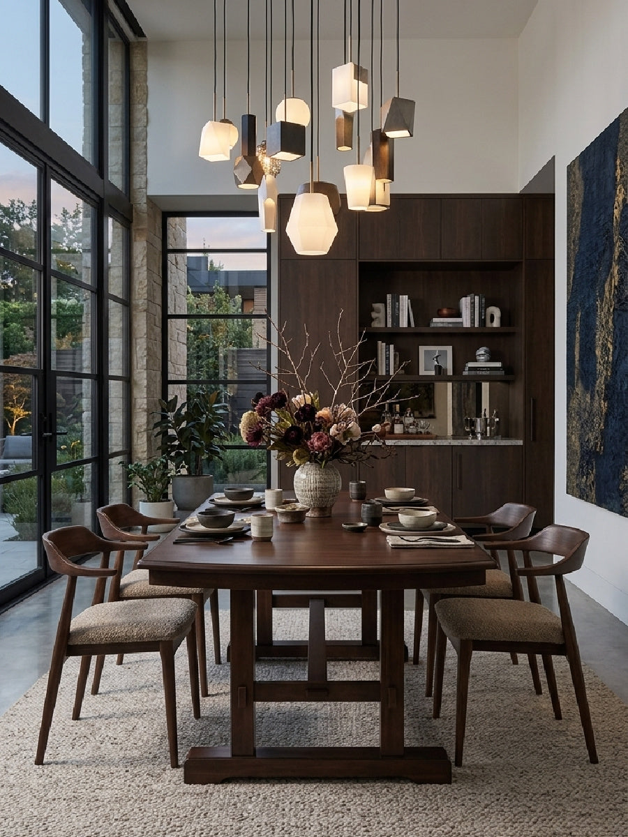 Modern European furniture - Extendable Farmhouse Wooden Dining Table - www.oroa.com