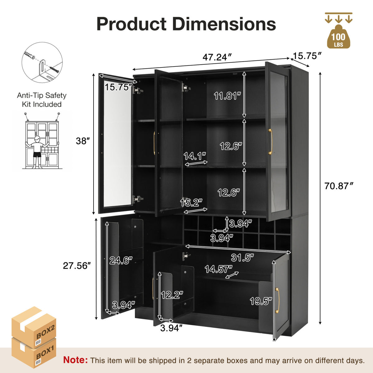 Wine Bar Cabinet with Glass Doors | OROA