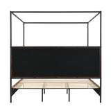 Leather Upholstered Canopy King Bed | OROA