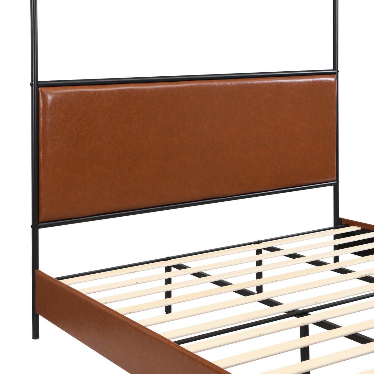 Leather Upholstered Canopy King Bed | OROA