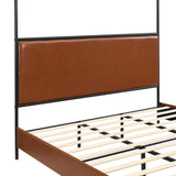 Leather Upholstered Canopy King Bed | OROA