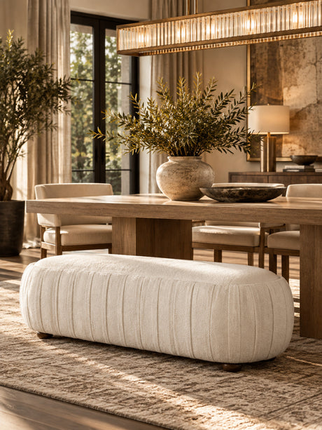 Boucle Oval Upholstered Ottoman | OROA