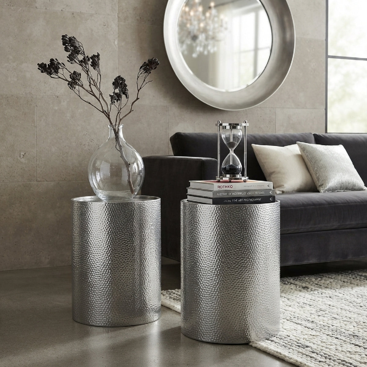 Silver Metal Side Tables (2) | OROA