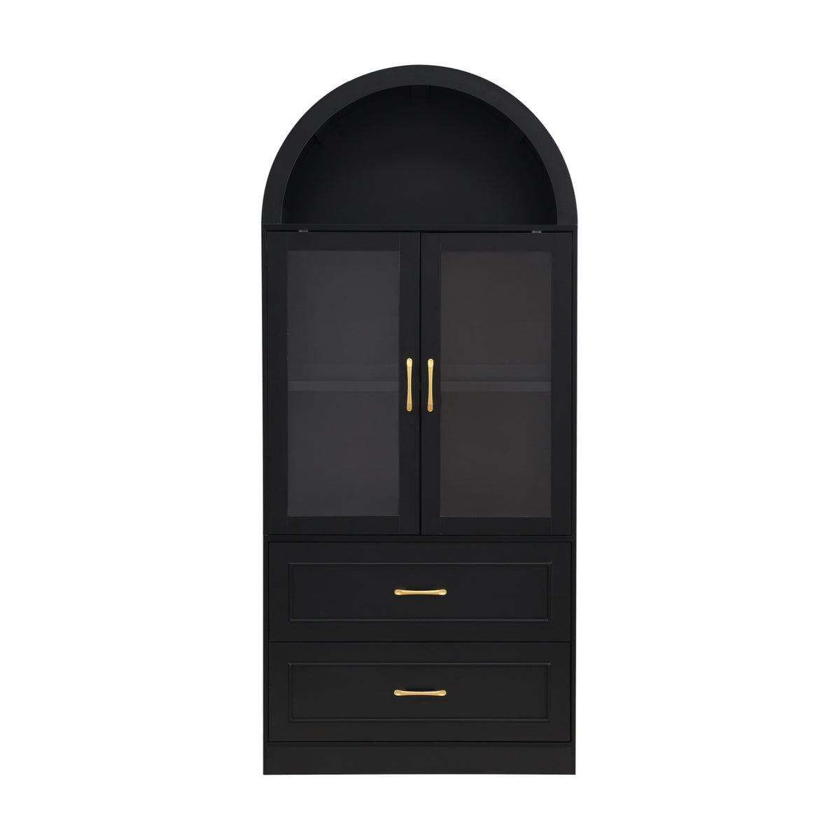 Modern Black Arched Glass Door Storage Cabinet | OROA