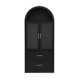 Modern Black Arched Glass Door Storage Cabinet | OROA