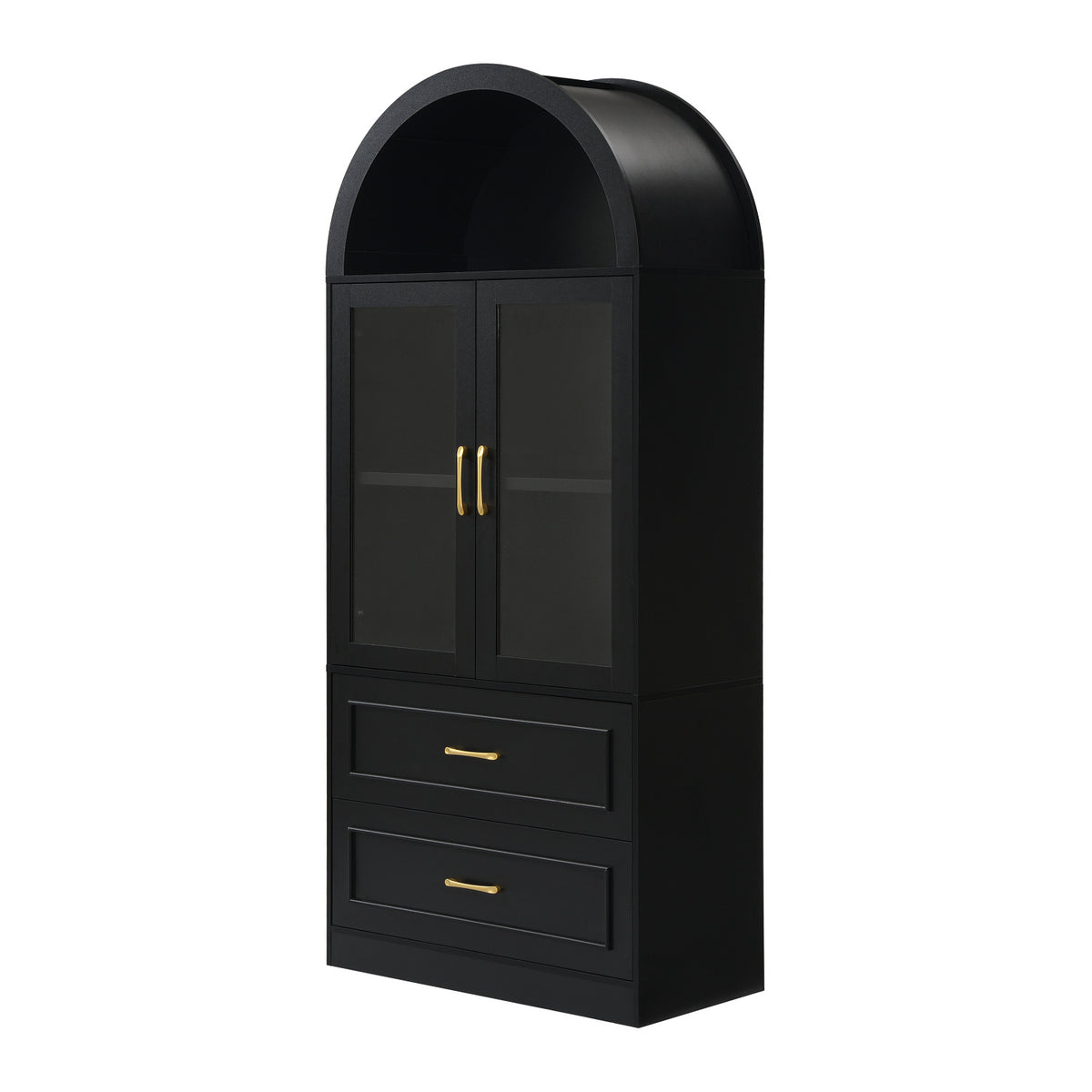 Modern Black Arched Glass Door Storage Cabinet | OROA