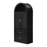 Modern Black Arched Glass Door Storage Cabinet | OROA