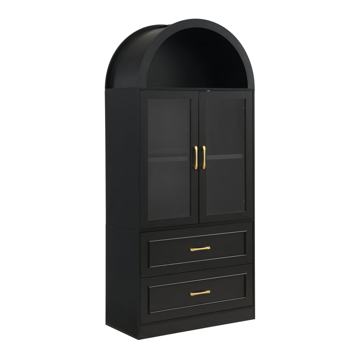 Modern Black Arched Glass Door Storage Cabinet | OROA