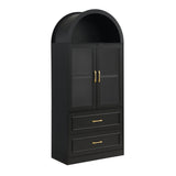 Modern Black Arched Glass Door Storage Cabinet | OROA