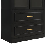 Modern Black Arched Glass Door Storage Cabinet | OROA
