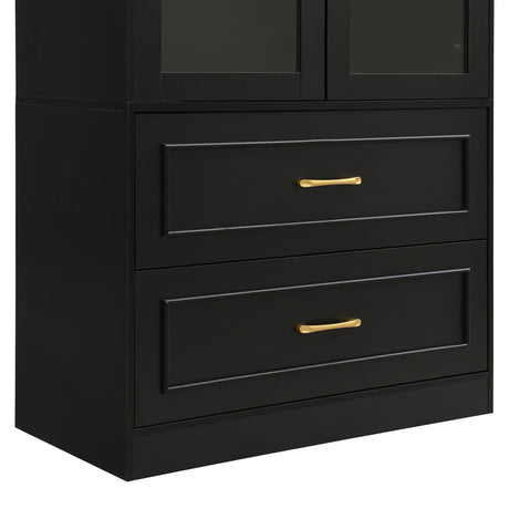 Modern Black Arched Glass Door Storage Cabinet | OROA