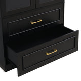 Modern Black Arched Glass Door Storage Cabinet | OROA