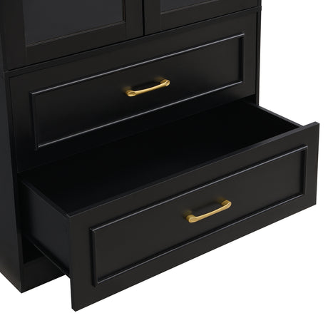 Modern Black Arched Glass Door Storage Cabinet | OROA