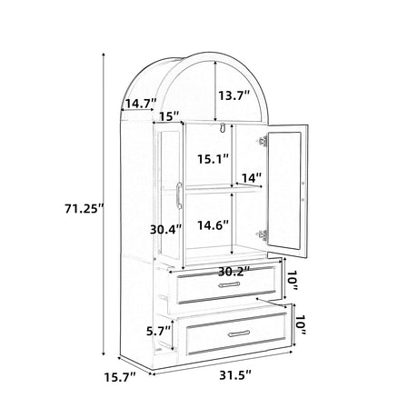 Modern Black Arched Glass Door Storage Cabinet | OROA