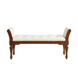 Modern European furniture - Beige Button Tufted Leather Ottoman Bench - www.oroa.com