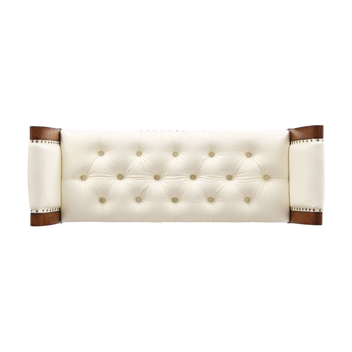 Modern European furniture - Beige Button Tufted Leather Ottoman Bench - www.oroa.com