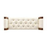 Modern European furniture - Beige Button Tufted Leather Ottoman Bench - www.oroa.com