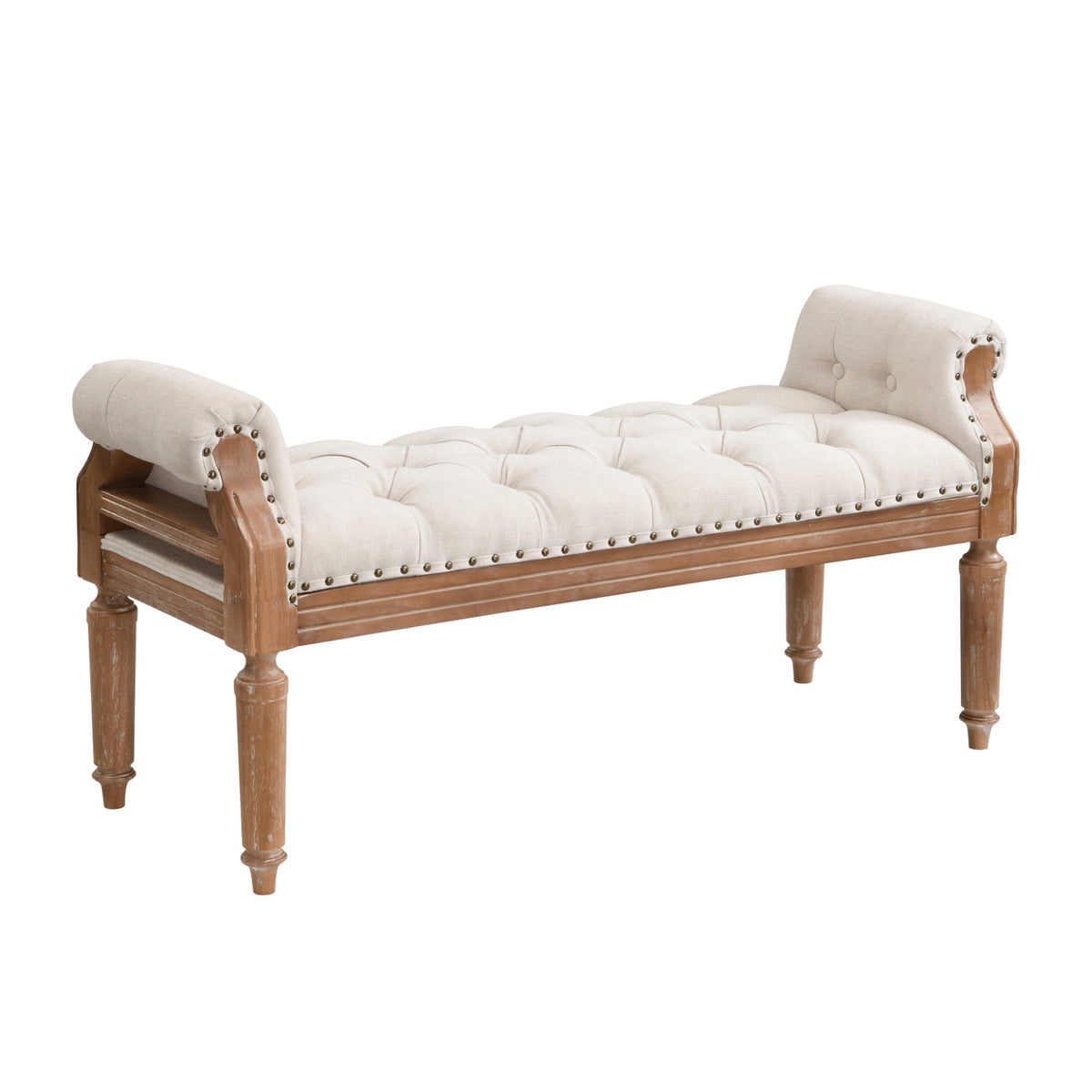 Modern European furniture - Mid-Century Solid Wood Upholstered Bench - www.oroa.com
