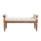 Modern European furniture - Mid-Century Solid Wood Upholstered Bench - www.oroa.com