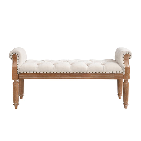 Modern European furniture - Mid-Century Solid Wood Upholstered Bench - www.oroa.com
