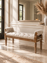 Modern European furniture - Mid-Century Solid Wood Upholstered Bench - www.oroa.com