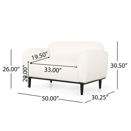 White Bouclé Fabric 2-Seater Loveseat Sofa | OROA