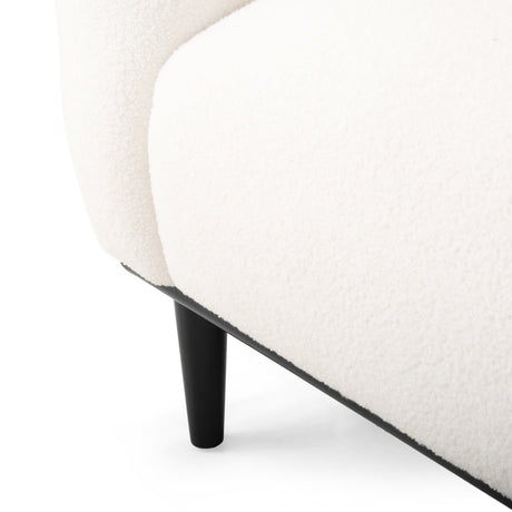 White Bouclé Fabric 2-Seater Loveseat Sofa | OROA