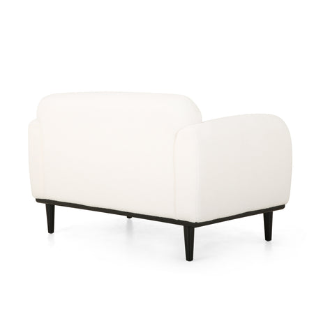 White Bouclé Fabric 2-Seater Loveseat Sofa | OROA