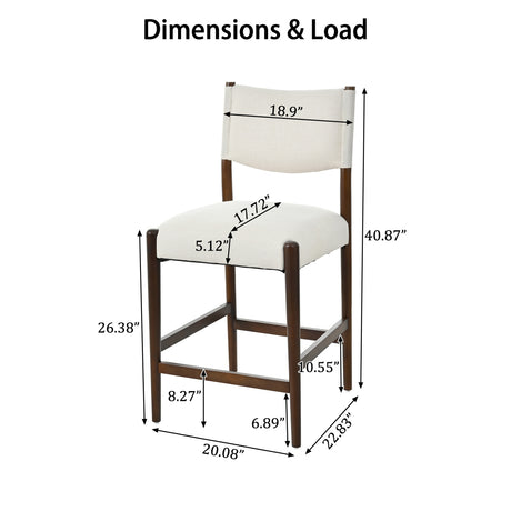 Solid Wood Beige Barstools (2) | OROA