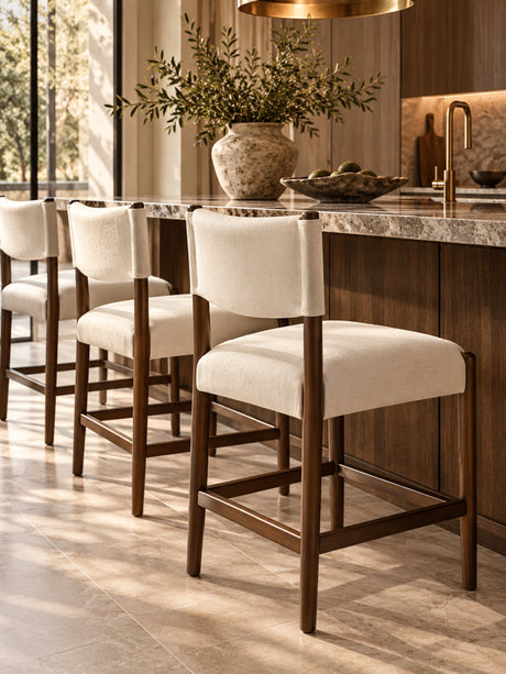 Solid Wood Beige Barstools (2) | OROA