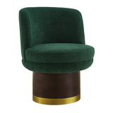 Modern Green Chenille Round Swivel Accent Chair | OROA