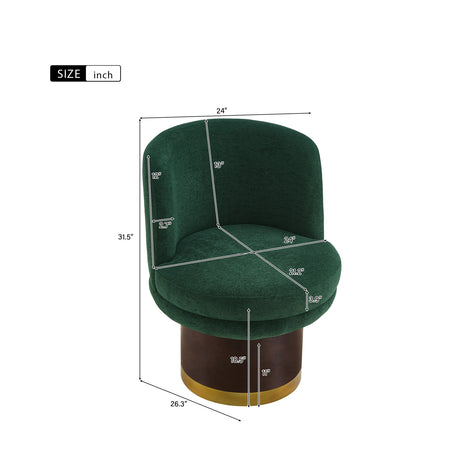 Modern Green Chenille Round Swivel Accent Chair | OROA