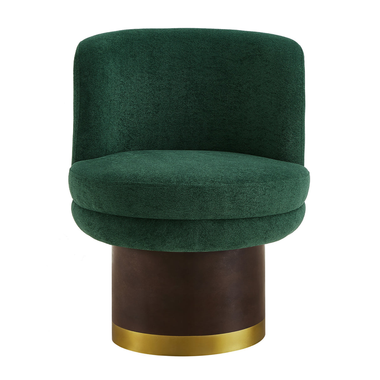 Modern Green Chenille Round Swivel Accent Chair | OROA