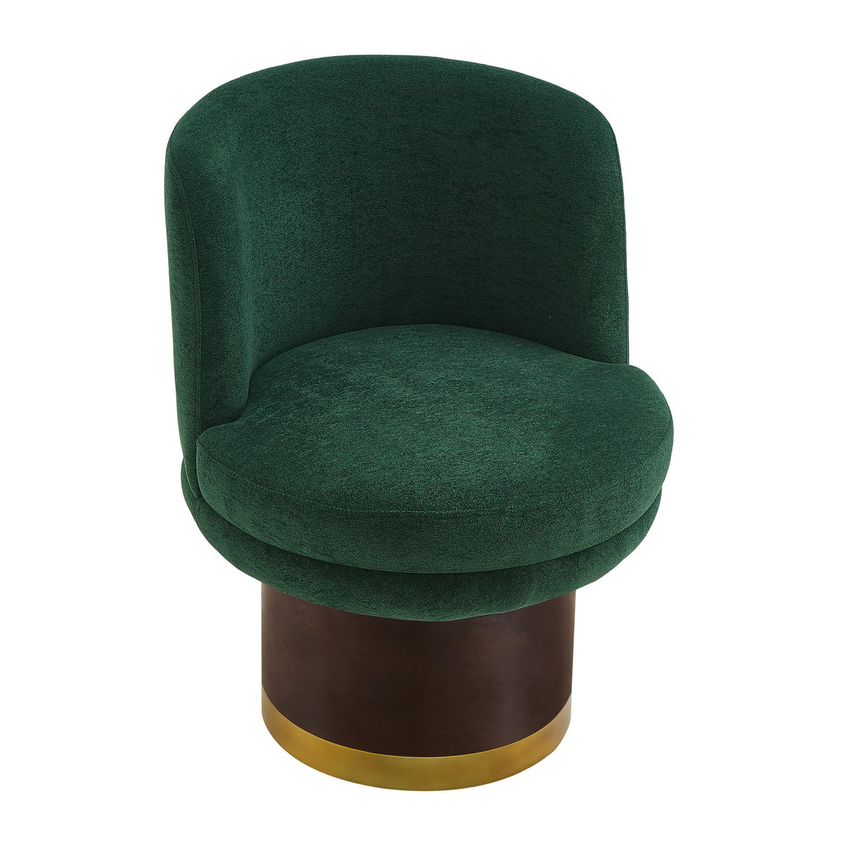 Modern Green Chenille Round Swivel Accent Chair | OROA