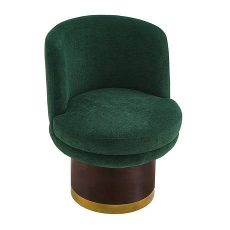 Modern Green Chenille Round Swivel Accent Chair | OROA