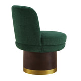 Modern Green Chenille Round Swivel Accent Chair | OROA