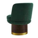 Modern Green Chenille Round Swivel Accent Chair | OROA