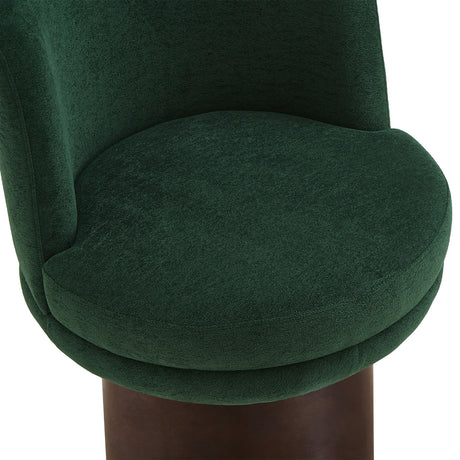Modern Green Chenille Round Swivel Accent Chair | OROA
