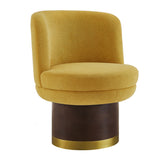 Modern Yellow Chenille Round Swivel Chair | OROA