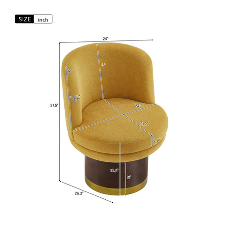Modern Yellow Chenille Round Swivel Chair | OROA