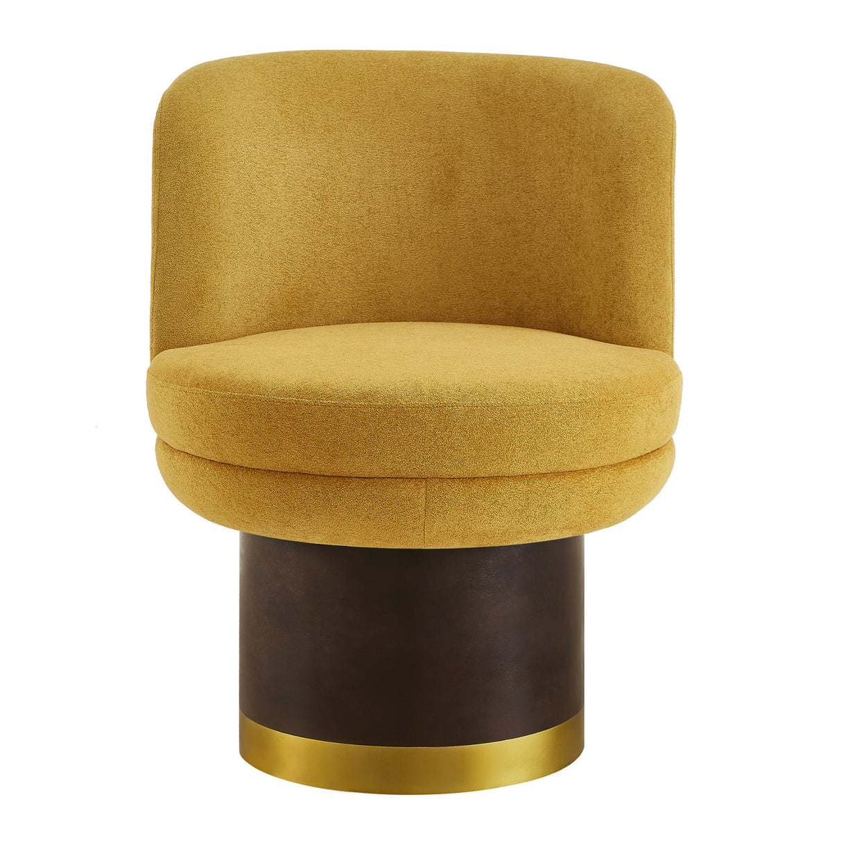 Modern Yellow Chenille Round Swivel Chair | OROA