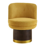 Modern Yellow Chenille Round Swivel Chair | OROA